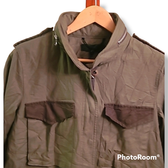 Rag & Bone Khaki Utility Barn Jacket hidden hood - Picture 2 of 12